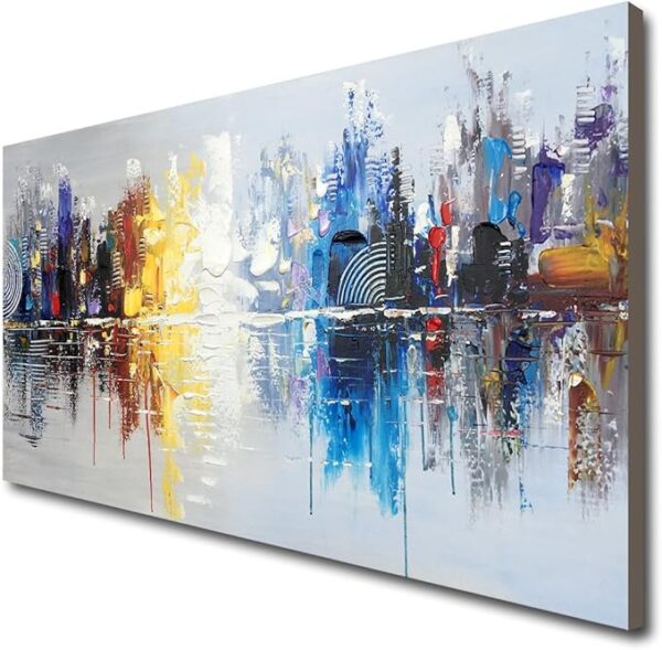 Hand Painted Cityscape Modern Oil Painting - Image 2